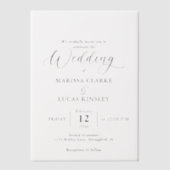 シンプルミニマルモダンカスタム結婚写真 ベラム紙招待状 (正面)