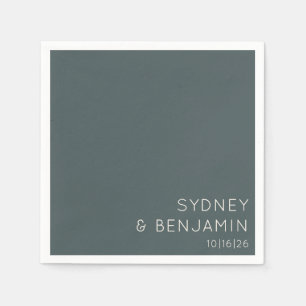 シンプルミニマルモダンカスタム結婚式ティール(緑がかった色) スタンダードカクテルナプキン