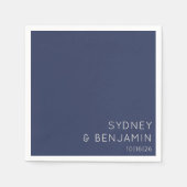 シンプルミニマルモダンカスタム結婚式ネイビーブルー スタンダードカクテルナプキン (正面)