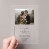 シンプルミニマルモダンクラシック結婚写真 アクリル招待状 (インサイチュ (ポータブル))