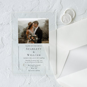 シンプルミニマルモダンクラシック結婚写真 アクリル招待状