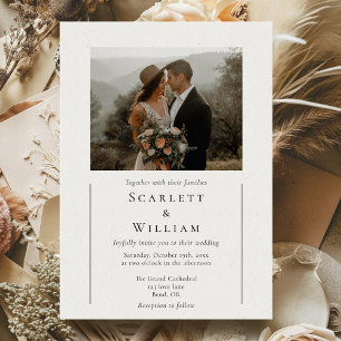 シンプルミニマルモダンクラシック結婚写真 招待状