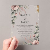 シンプルミニマルモダングリーンリーフ結婚のアクリル アクリル招待状 (インサイチュ (ポータブル))