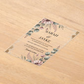 シンプルミニマルモダングリーンリーフ結婚のアクリル アクリル招待状 (レイダウン)