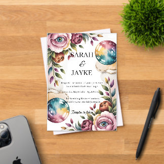 シンプルミニマルモダングリーンリーフ結婚のアクリル アクリル招待状