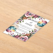 シンプルミニマルモダングリーンリーフ結婚のアクリル アクリル招待状 (レイダウン)