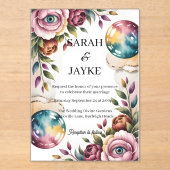 シンプルミニマルモダングリーンリーフ結婚のアクリル アクリル招待状 (正面)