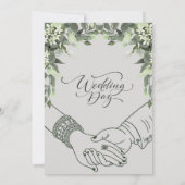 シンプルミニマルモダングリーンリーフ結婚のアクリル 招待状 (裏面)