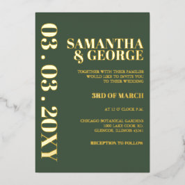 シンプルミニマルモダング結婚リー 箔招待状