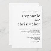 シンプルミニマルモダンス結婚スクリプト黒 招待状 (正面/裏面)