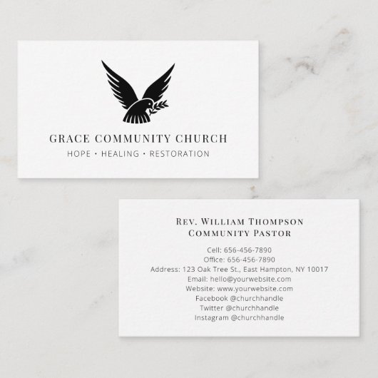 シンプルミニマルモダンダヴ白黒教会 名刺 (正面/裏面)