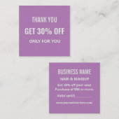 シンプルミニマルモダントレンディーパープル&ホワイト 割引カード (正面/裏面)