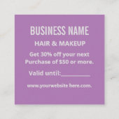 シンプルミニマルモダントレンディーパープル&ホワイト 割引カード (裏面)