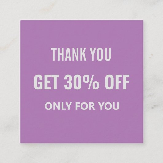 シンプルミニマルモダントレンディーパープル&ホワイト 割引カード (正面)