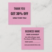 シンプルミニマルモダントレンディーブラック&ピンク 割引カード (正面/裏面)