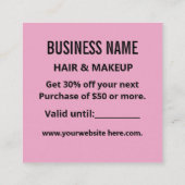 シンプルミニマルモダントレンディーブラック&ピンク 割引カード (裏面)