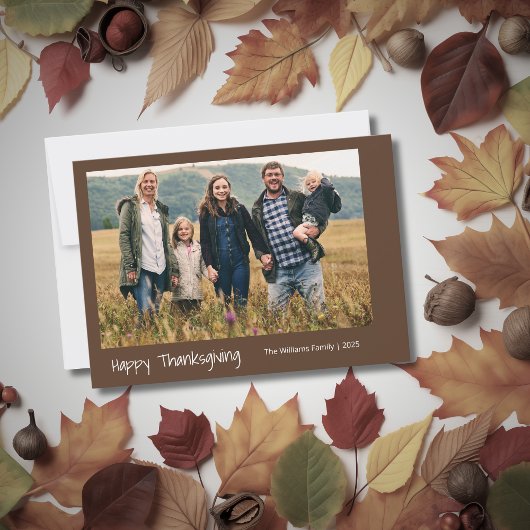 シンプルミニマルモダンファミリー写真感謝祭 シーズンカード