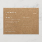 シンプルミニマルモダンフェイクKraft写真結婚s インビテーションポストカード (正面)