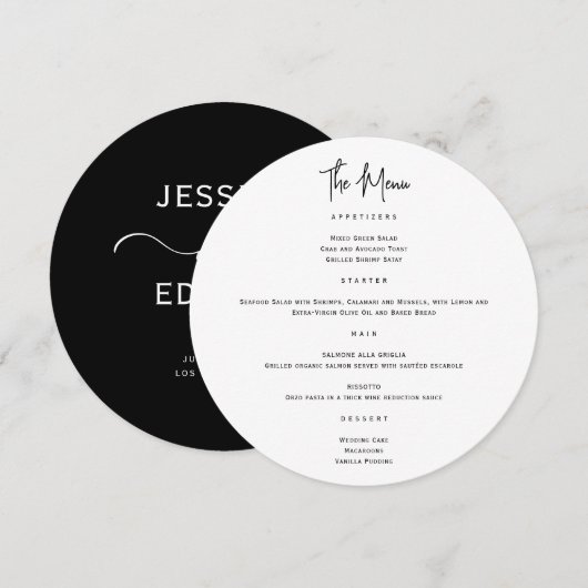 シンプルミニマルモダンメニュークラシックスクリプトブラック メニュー (正面/裏面)