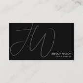 シンプルミニマルモダンモノグラムQRコード 名刺 (正面)