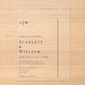 シンプルミニマルモダンモノグ結婚ラム アクリル招待状 (正面)