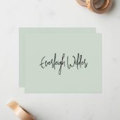 シンプルミニマルモダンリストスクリプトタイポグラフィ緑 ノートカード (正面/裏面インサイチュ)