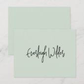 シンプルミニマルモダンリストスクリプトタイポグラフィ緑 ノートカード (正面/裏面)