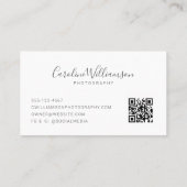 シンプルミニマルモダンリストスクリプト白黒QR  名刺 (裏面)