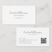 シンプルミニマルモダンリストスクリプト白黒QR  名刺 (正面/裏面)