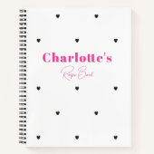 シンプルミニマルモダンリストブラックハートピンクモノグラム ノートブック (正面)