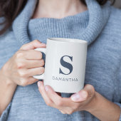 シンプルミニマルモダンリストブルーイニシャルモノグラム コーヒーマグカップ