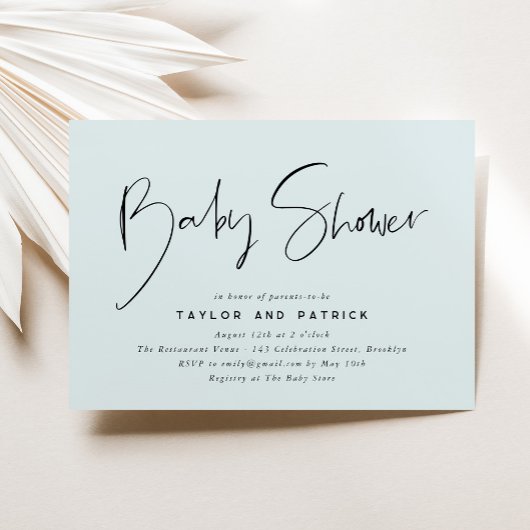 シンプルミニマルモダンリスト手書き赤ちゃんシャワーI 招待状