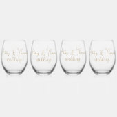 シンプルミニマルモダンリスト金ゴールドスクリプトブライダルパーティ ステムなしワイングラス (裏面)