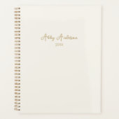 シンプルミニマルモダンリスト金ゴールドスクリプト | オフ白 プランナー手帳 (正面)