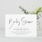 シンプルミニマルモダン主義の手書きベビーシャワー 招待状 (スタンド正面)