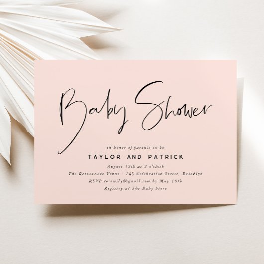 シンプルミニマルモダン主義の手書きベビーシャワー 招待状