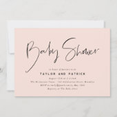シンプルミニマルモダン主義の手書きベビーシャワー 招待状 (正面)