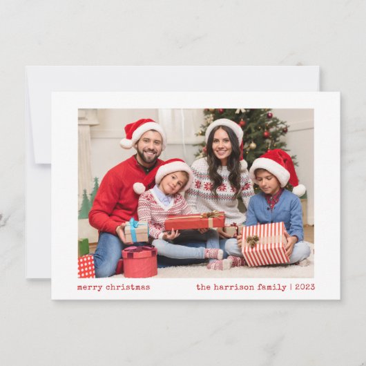 シンプルミニマルモダン主義ファミリーフォトホリデーカード シーズンカード (正面)