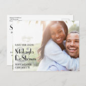 シンプルミニマルモダン写真の日付を保存結婚する ポストカード (正面/裏面)