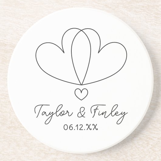 シンプルミニマルモダン名前をカスタムする結婚s コースター (正面)