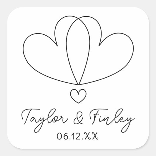 シンプルミニマルモダン名前をカスタムする結婚s スクエアシール (正面)