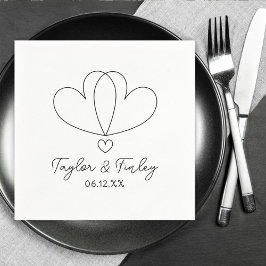 シンプルミニマルモダン名前をカスタムする結婚s スタンダードカクテルナプキン