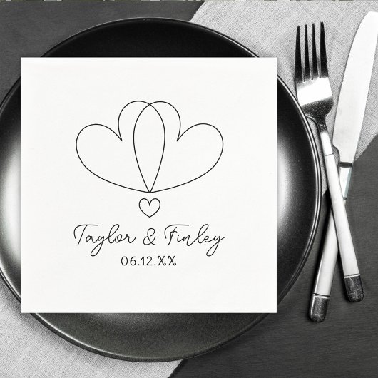 シンプルミニマルモダン名前をカスタムする結婚s スタンダードカクテルナプキン