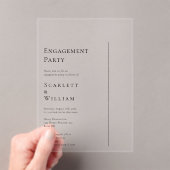 シンプルミニマルモダン婚約パーティ アクリル招待状 (インサイチュ (ポータブル))