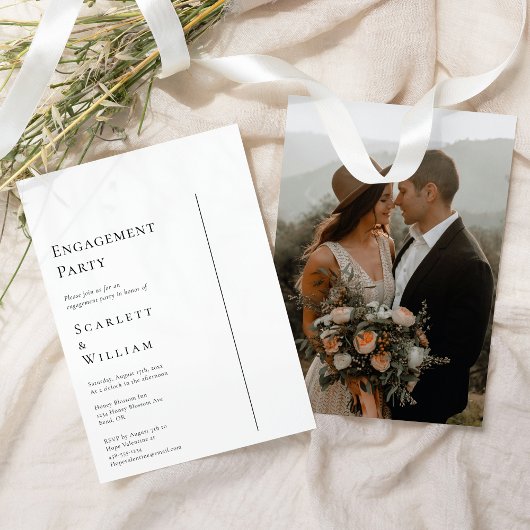 シンプルミニマルモダン婚約パーティ 招待状