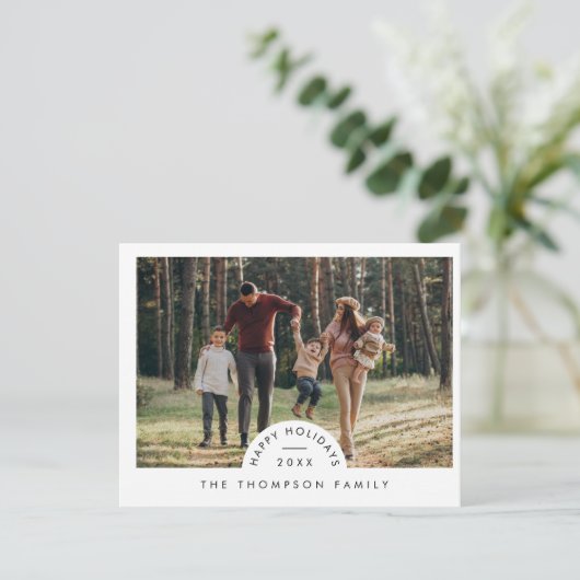 シンプルミニマルモダン家族の写真クリスマス シーズンカード (スタンド正面)