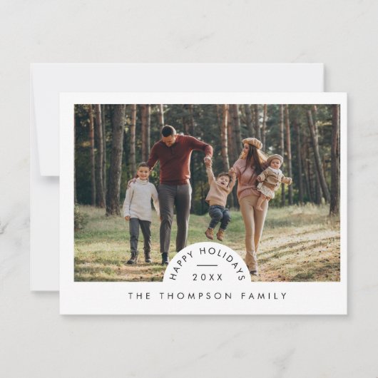 シンプルミニマルモダン家族の写真クリスマス シーズンカード (正面)