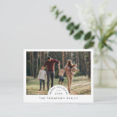 シンプルミニマルモダン家族の写真クリスマス シーズンポストカード (スタンド正面)