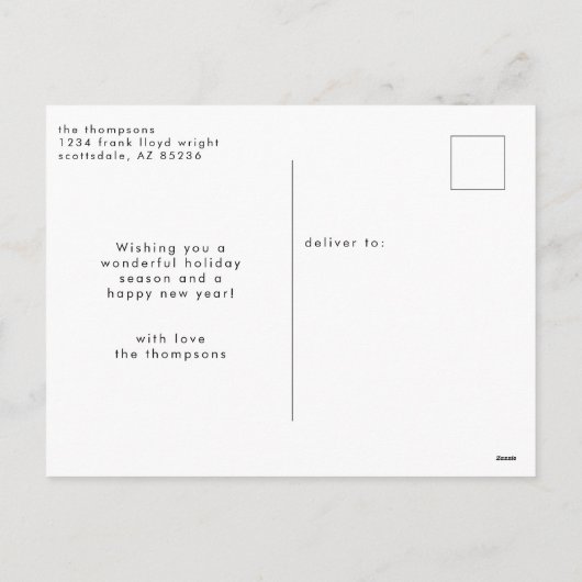 シンプルミニマルモダン家族の写真クリスマス シーズンポストカード (裏面)