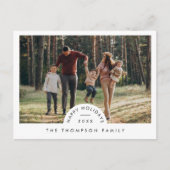 シンプルミニマルモダン家族の写真クリスマス シーズンポストカード (正面)